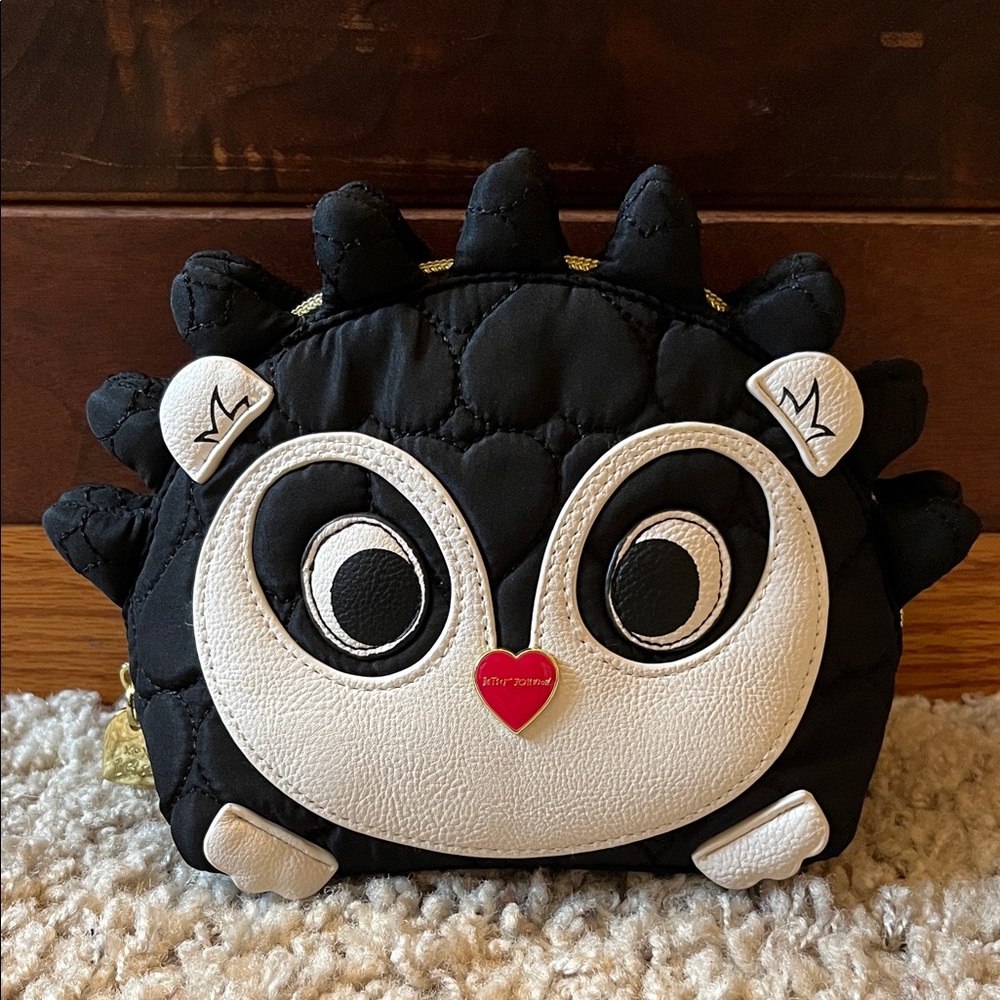Betsey Johnson Black and White Hedgehog Cosmetic Bag